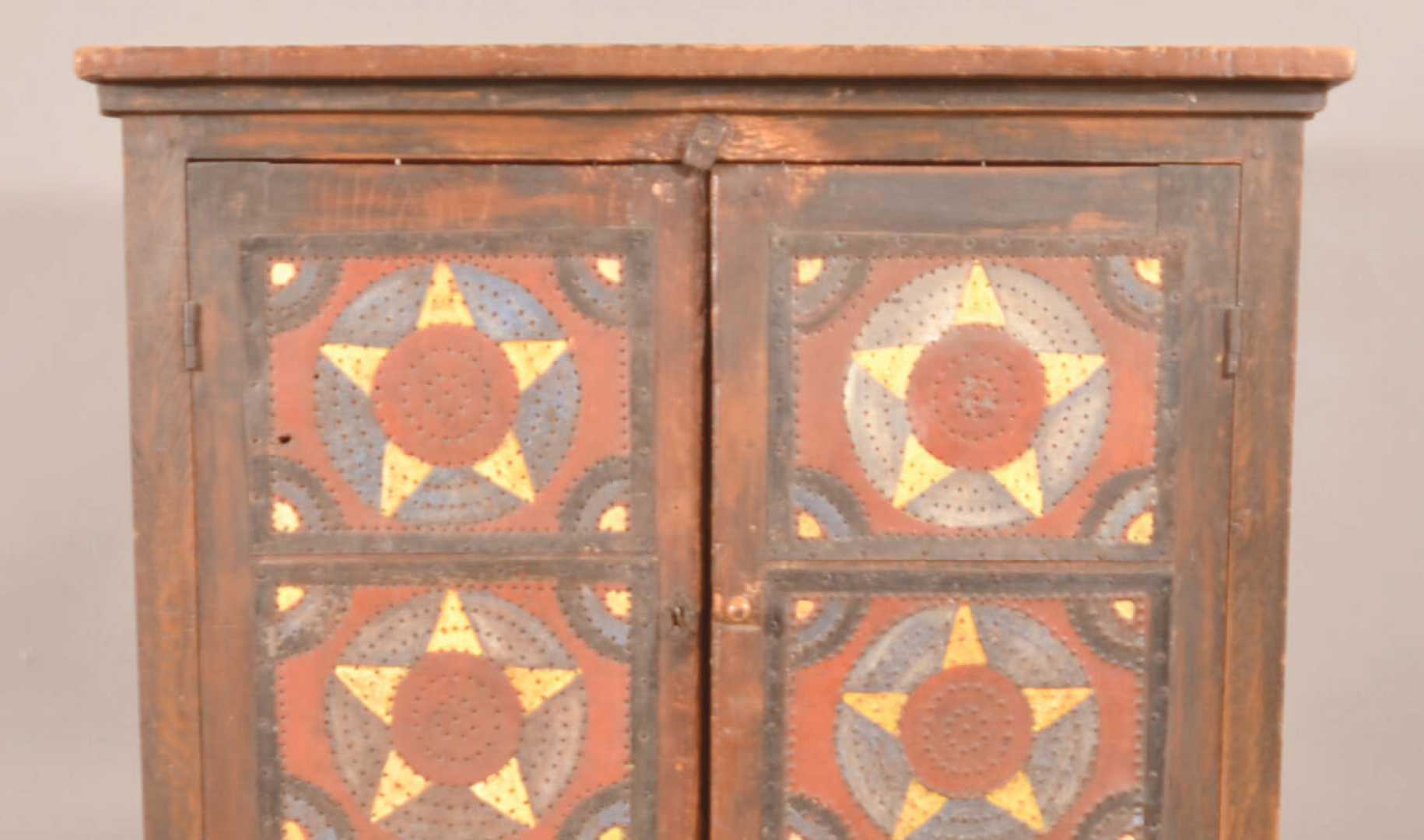 19th Century Wooden Pie Safe With Tin Ventilation