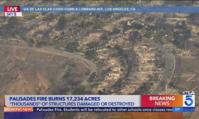 Aerial View Palisades Fire Damage Los Angeles