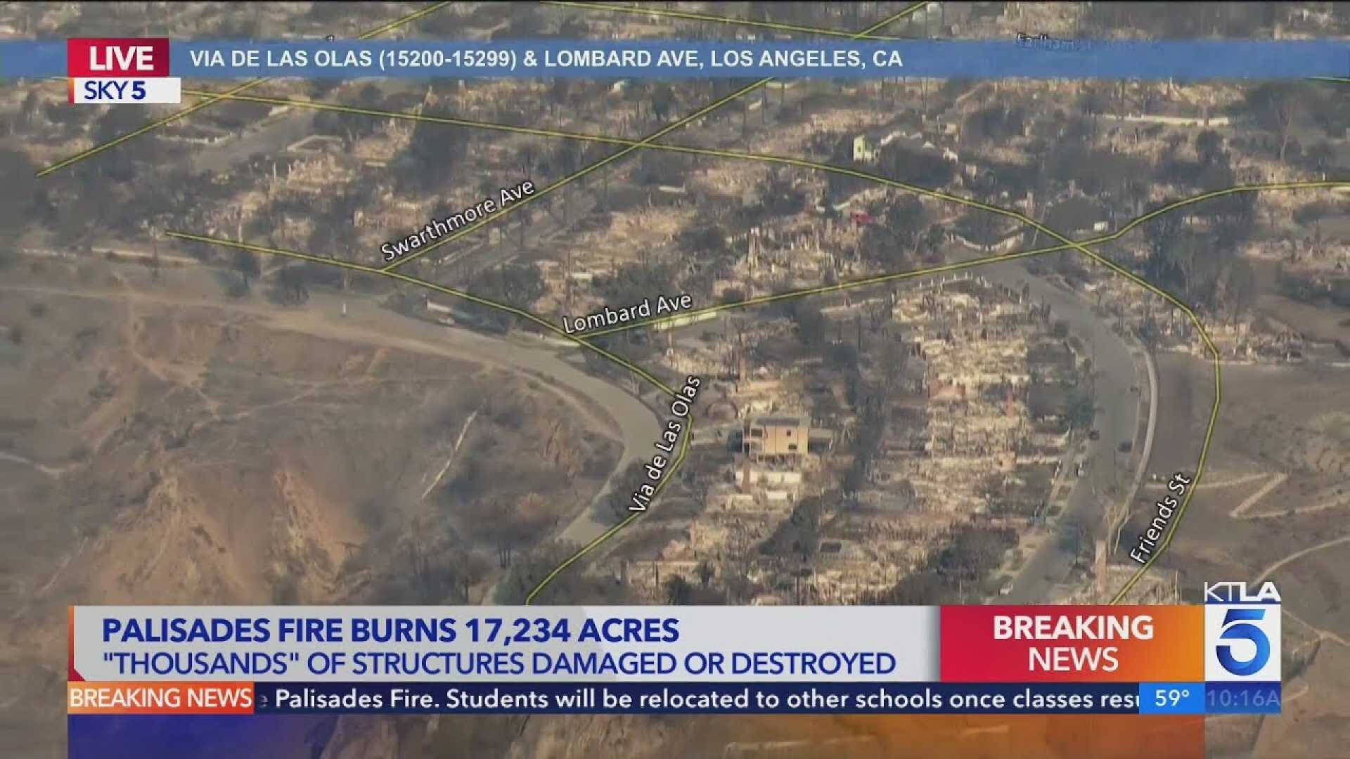 Aerial View Palisades Fire Damage Los Angeles