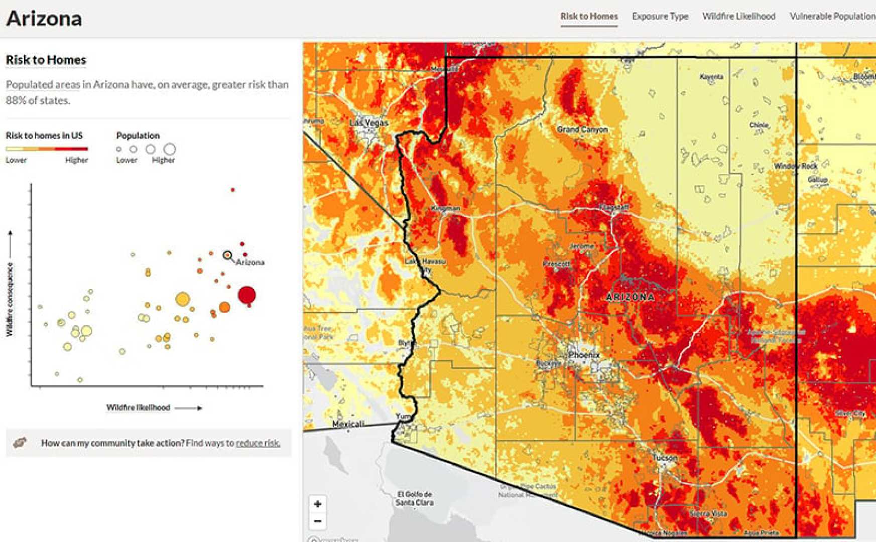 Arizona Wildfire Risk Weather Map