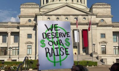 Arkansas State Capitol Building With Protest Signs