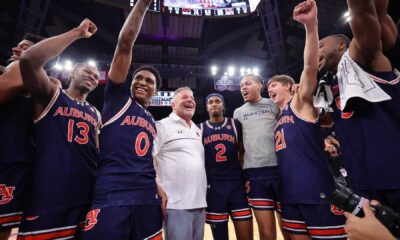 Auburn Basketball Team Celebrates Victory 2025