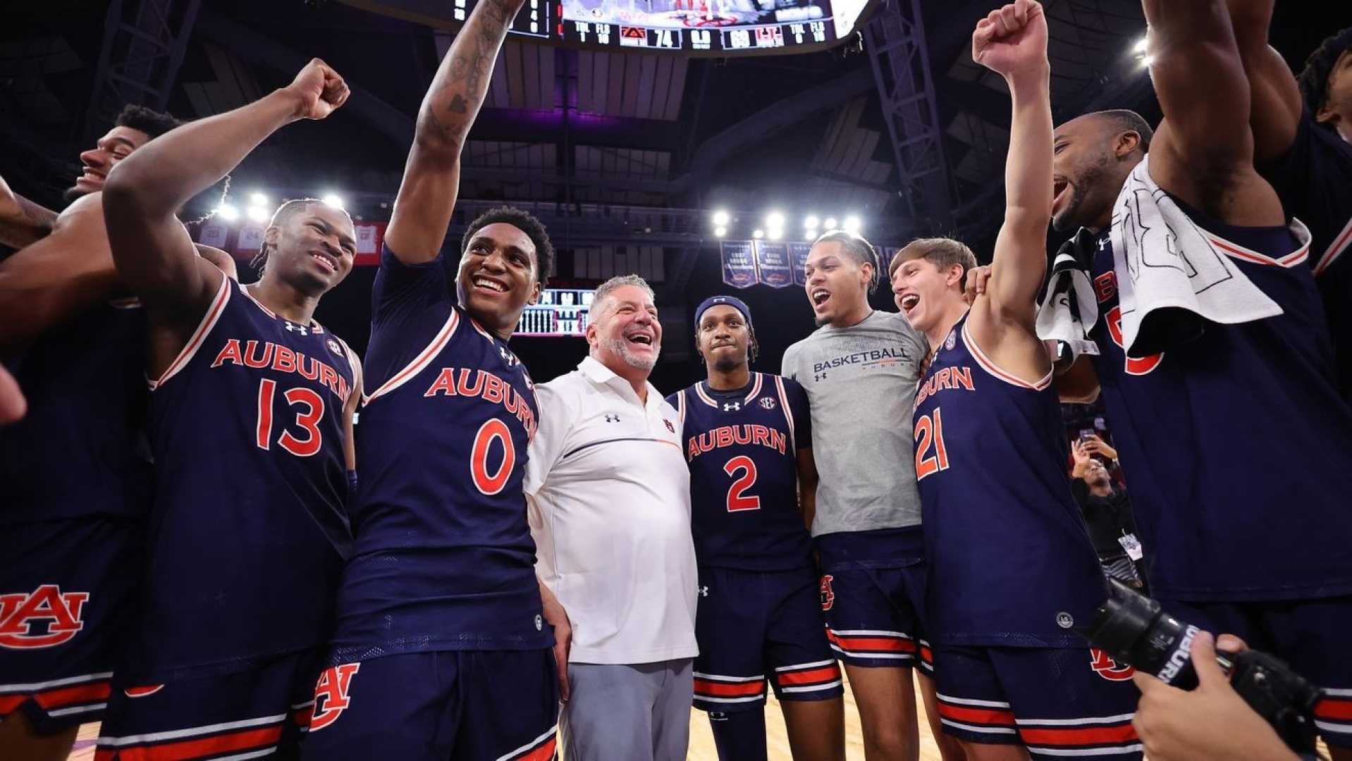 Auburn Basketball Team Celebrates Victory 2025