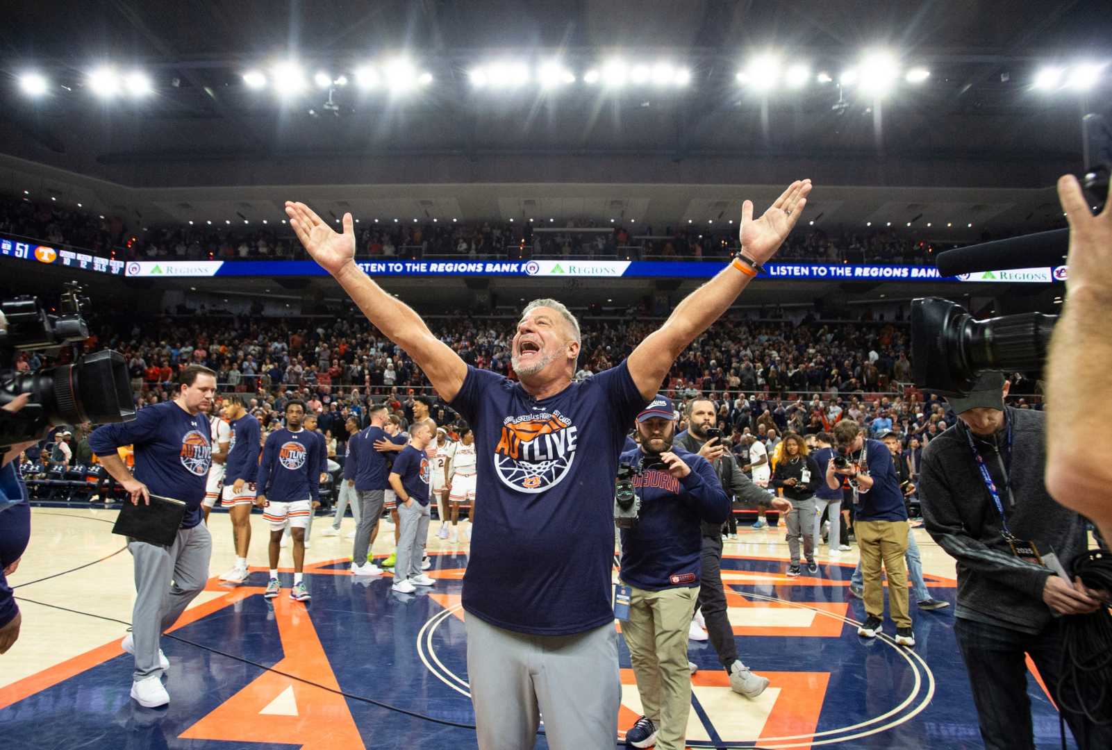 Auburn Basketball Team Celebrating Victory