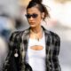 Bella Hadid Ripped Jeans Times Square 2025