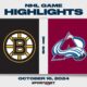 Boston Bruins Vs Colorado Avalanche Nhl Game