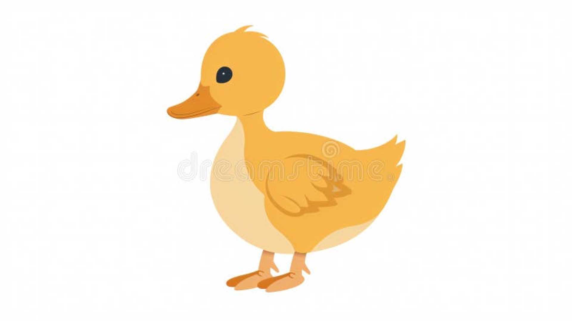 Cartoon Yellow Duck With Brown Feathers