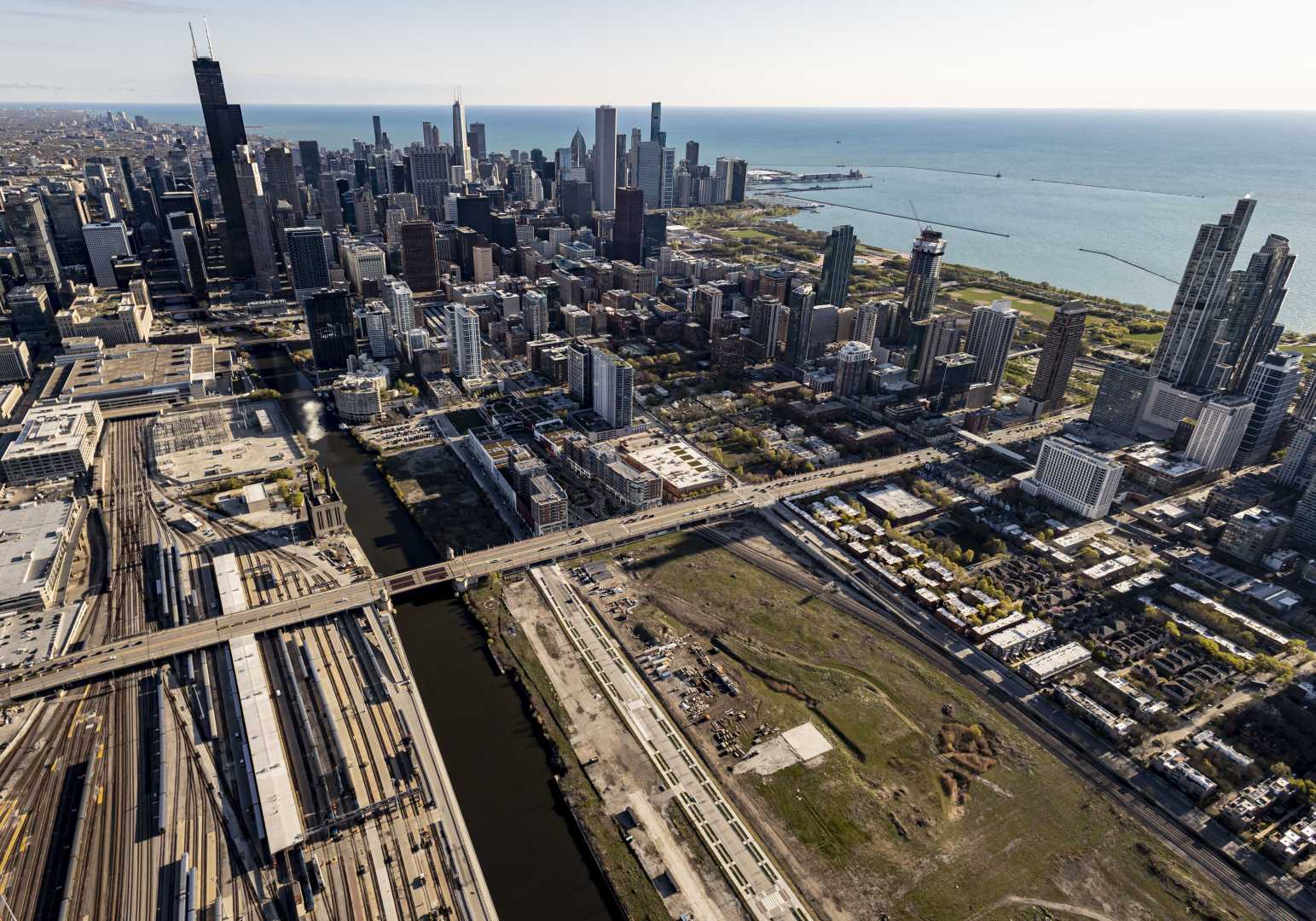 Chicago South Loop Vacant Land Aerial View