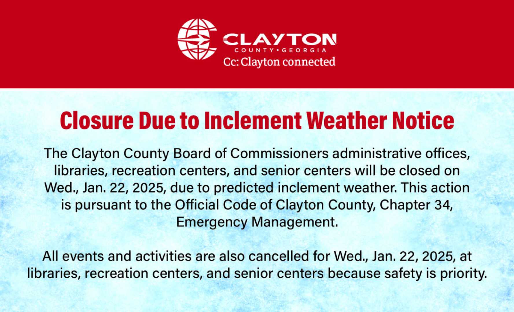 Clayton County Ga Severe Weather Closure 2025