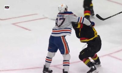 Connor Mcdavid Cross Checking Vancouver Canucks