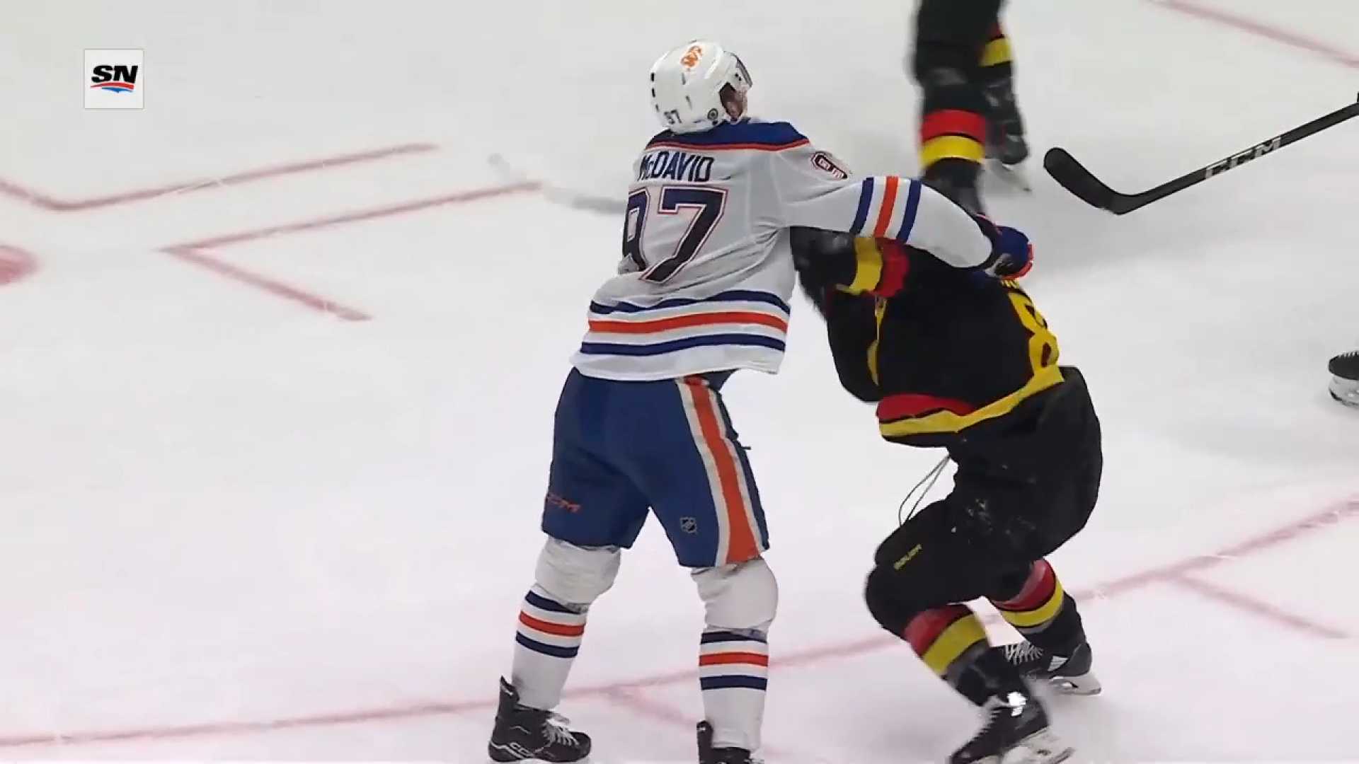 Connor Mcdavid Cross Checking Vancouver Canucks