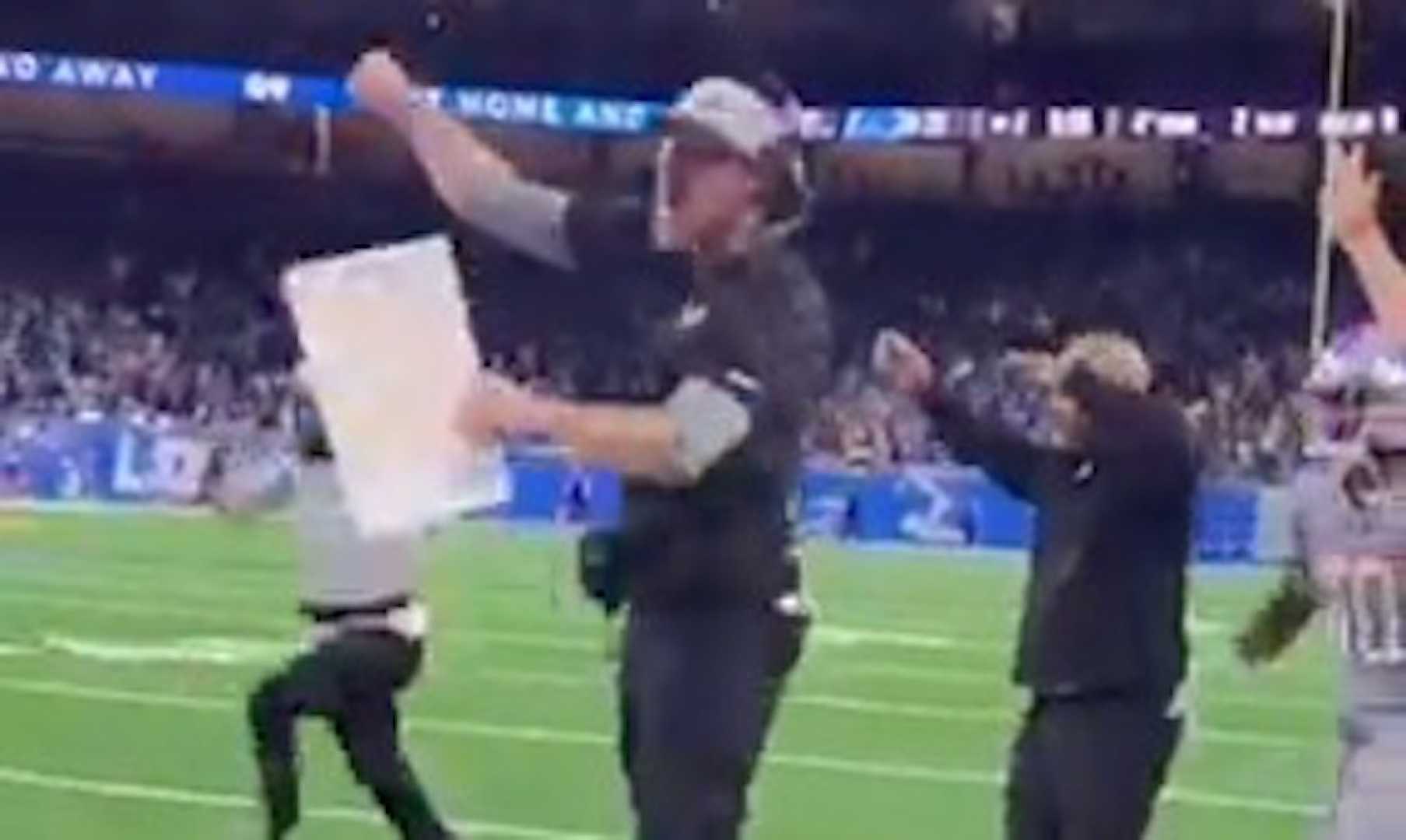 Dan Campbell Detroit Lions Sideline Celebration