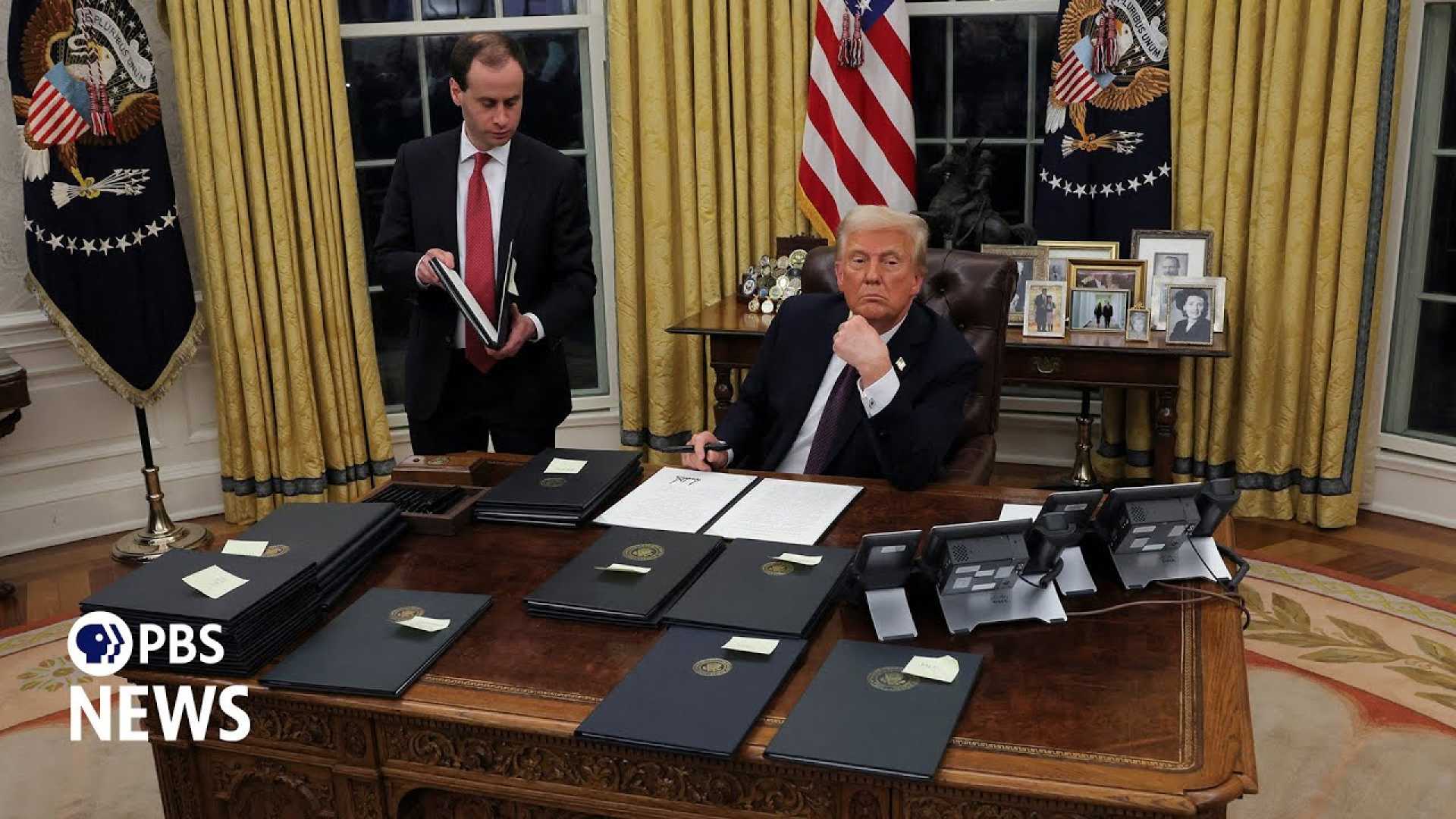 Donald Trump Signing Executive Orders In Oval Office