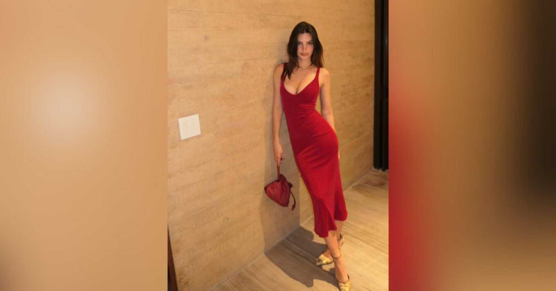 Emily Ratajkowski Red Dress Mexico Vacation