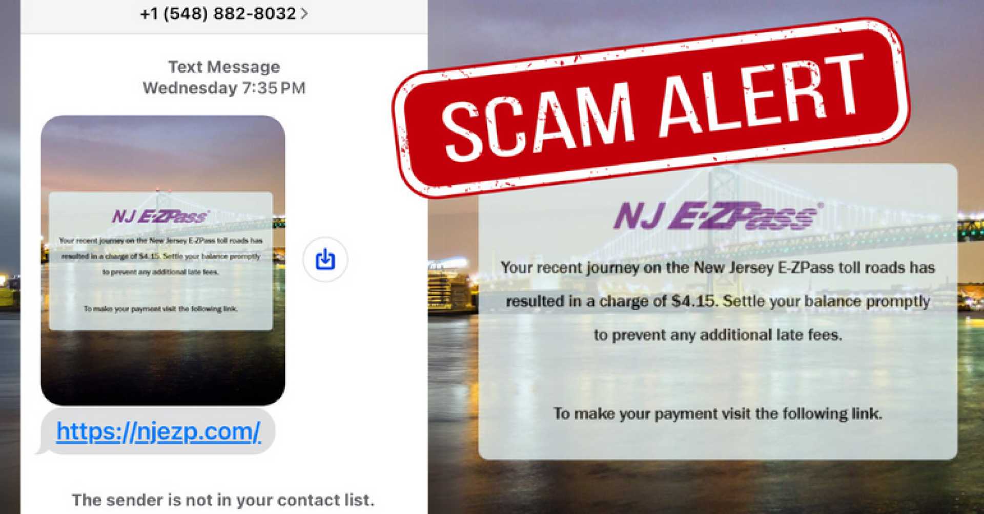 E Zpass Toll Payment Scam Text Message