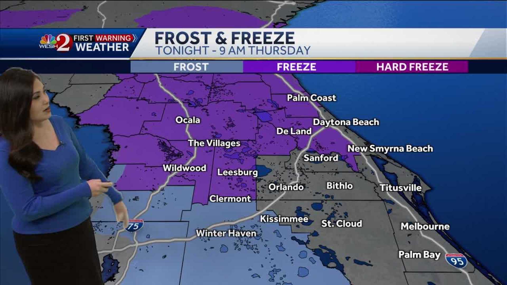 Freeze Warning Central Florida Weather Map