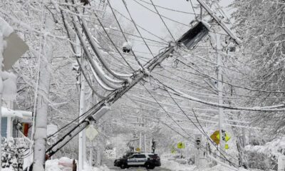 Frozen Power Lines During Winter Storm