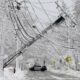 Frozen Power Lines During Winter Storm