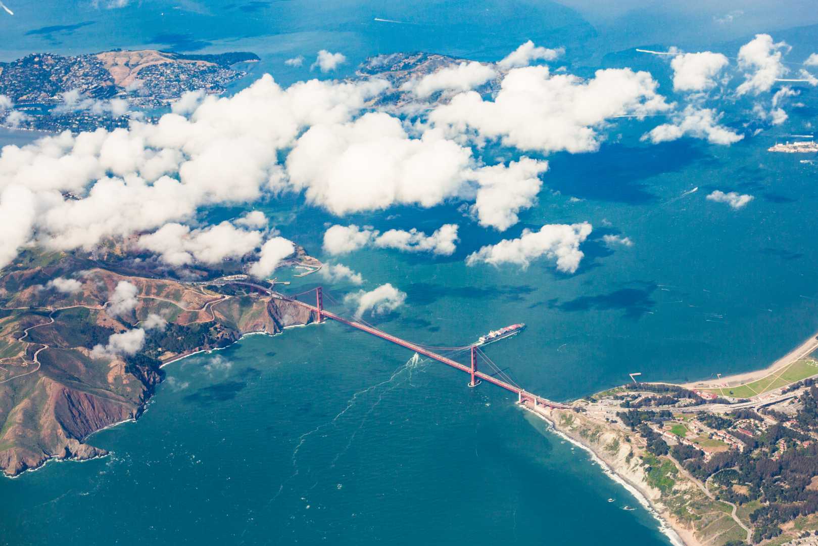 Golden Gate Bridge Aerial View From Airplane