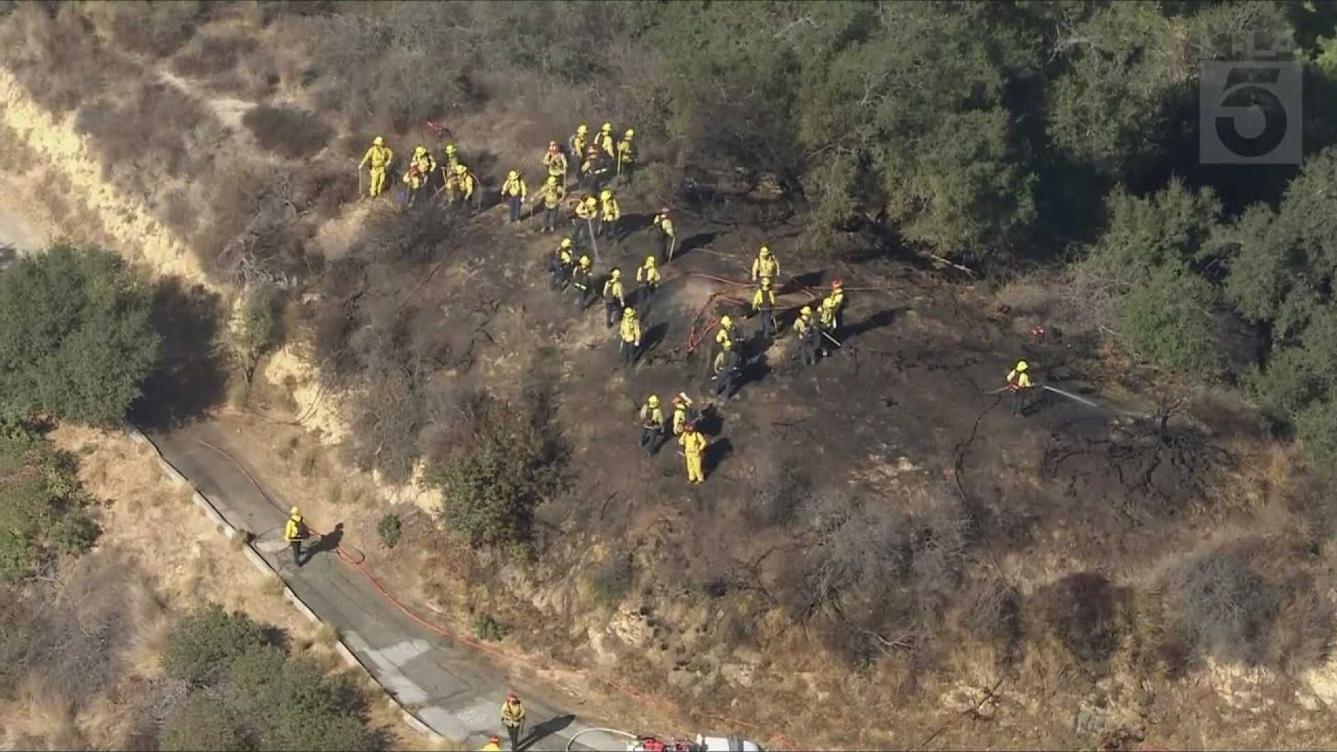 Griffith Park Grass Fire Aerial View