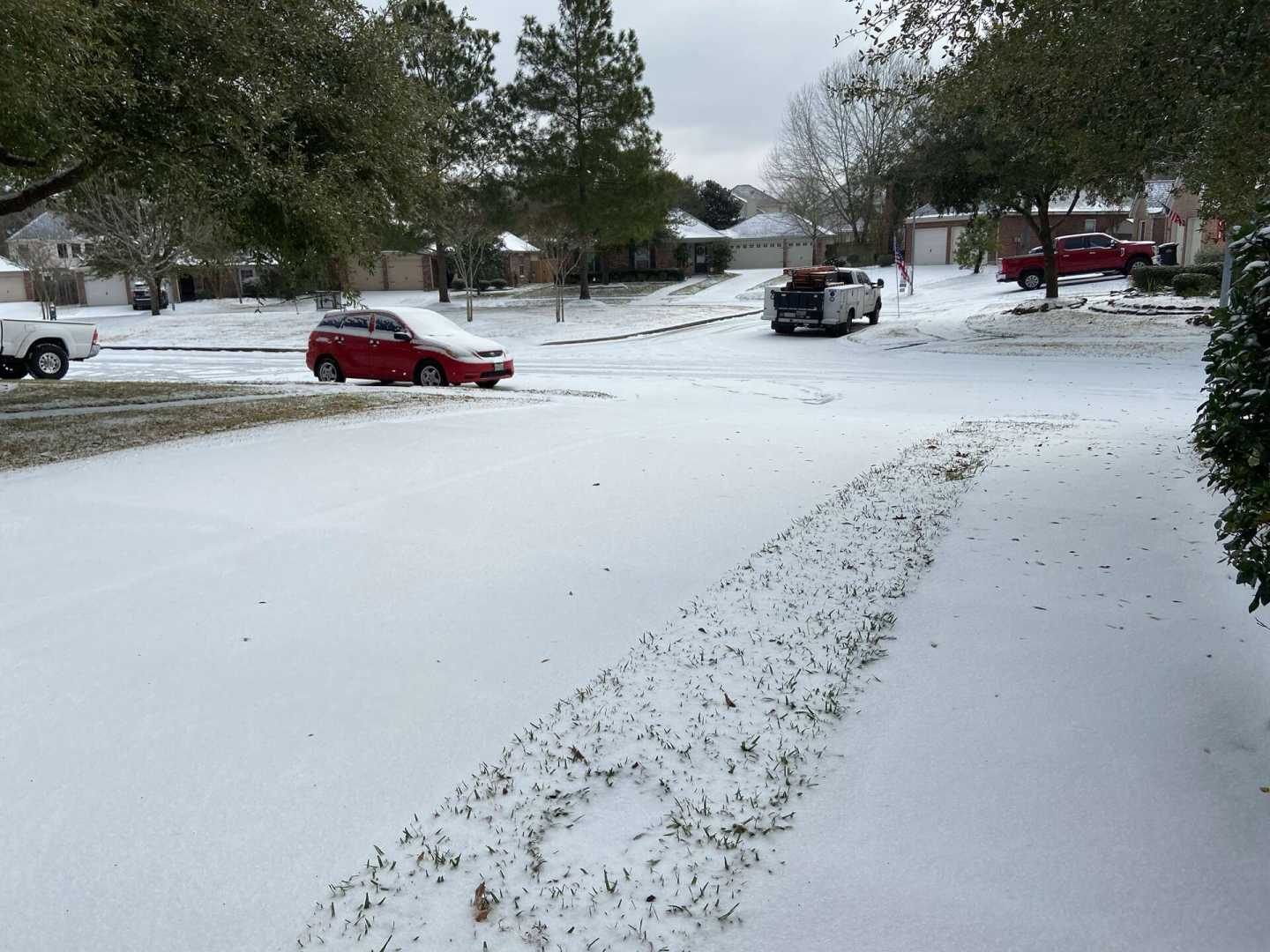 Houston Winter Storm Snow Covered Roads