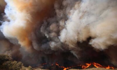 Hughes Fire California Smoke Plumes Aerial View