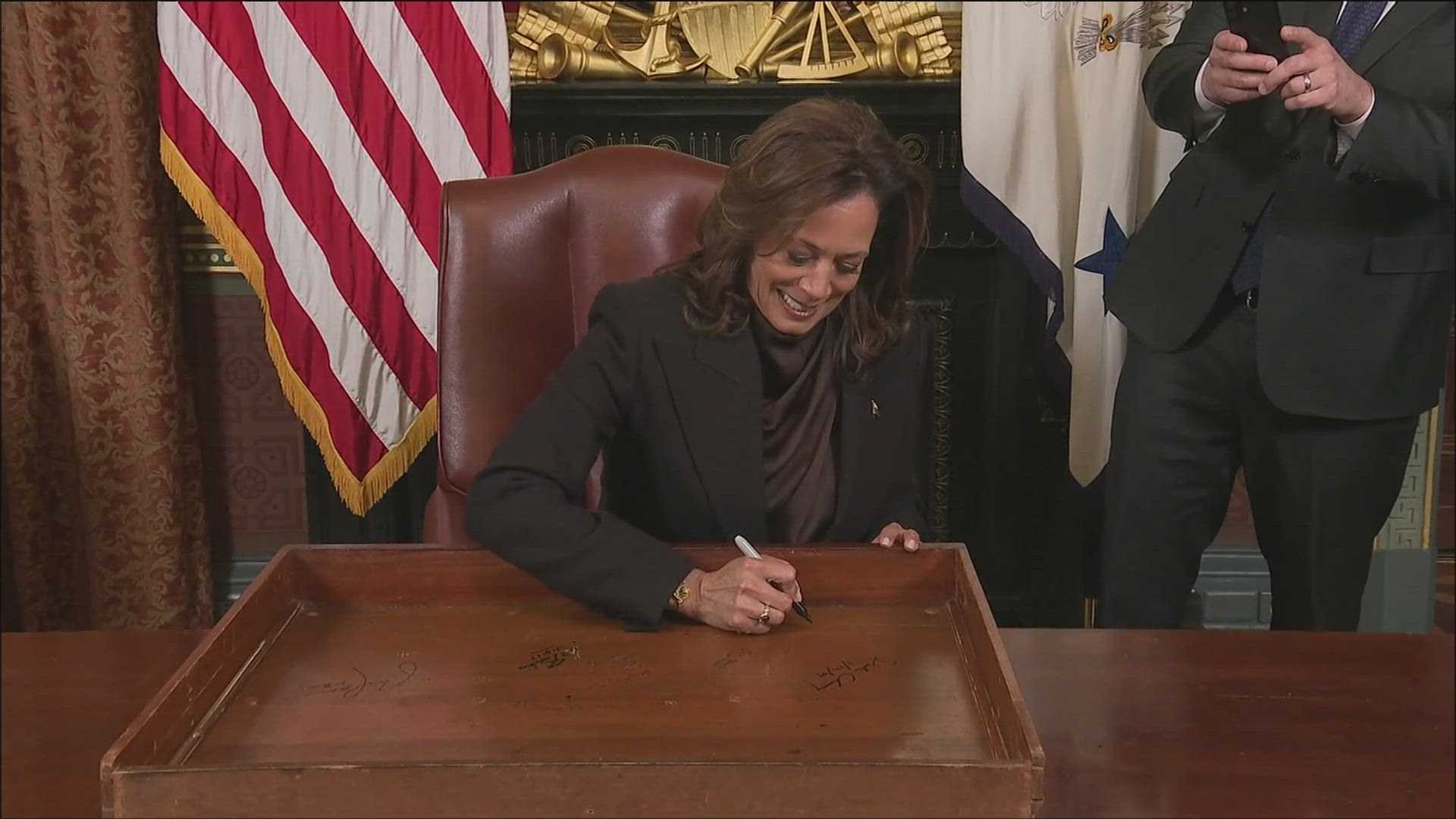 Kamala Harris Signing Desk Drawer Ceremonial Office