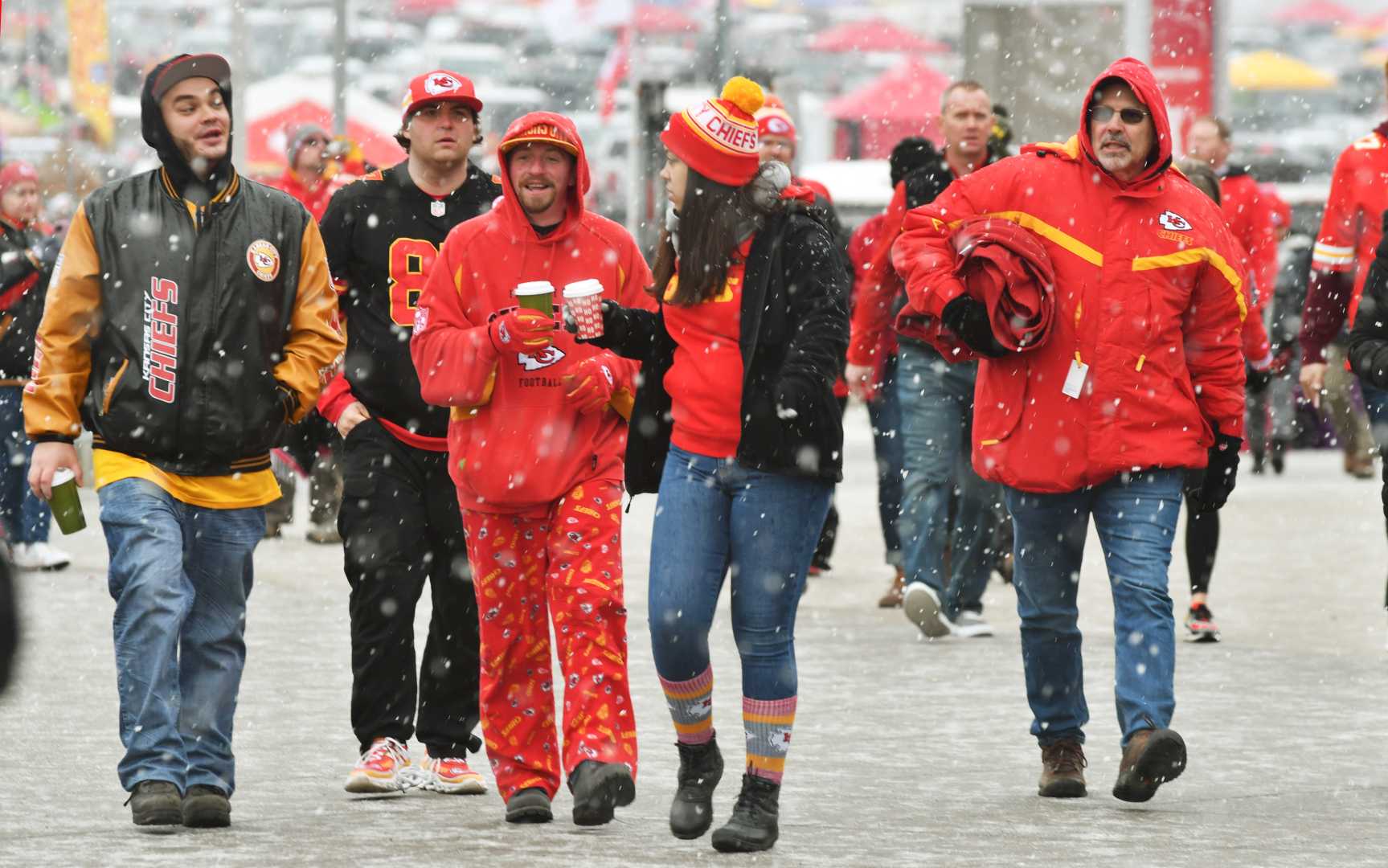 Kansas City Chiefs Fans In Cold Weather Gear