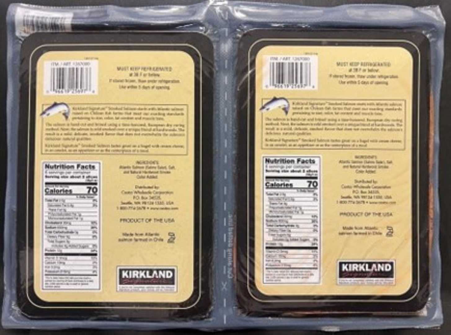 Kirkland Signature Smoked Salmon Recall Packaging