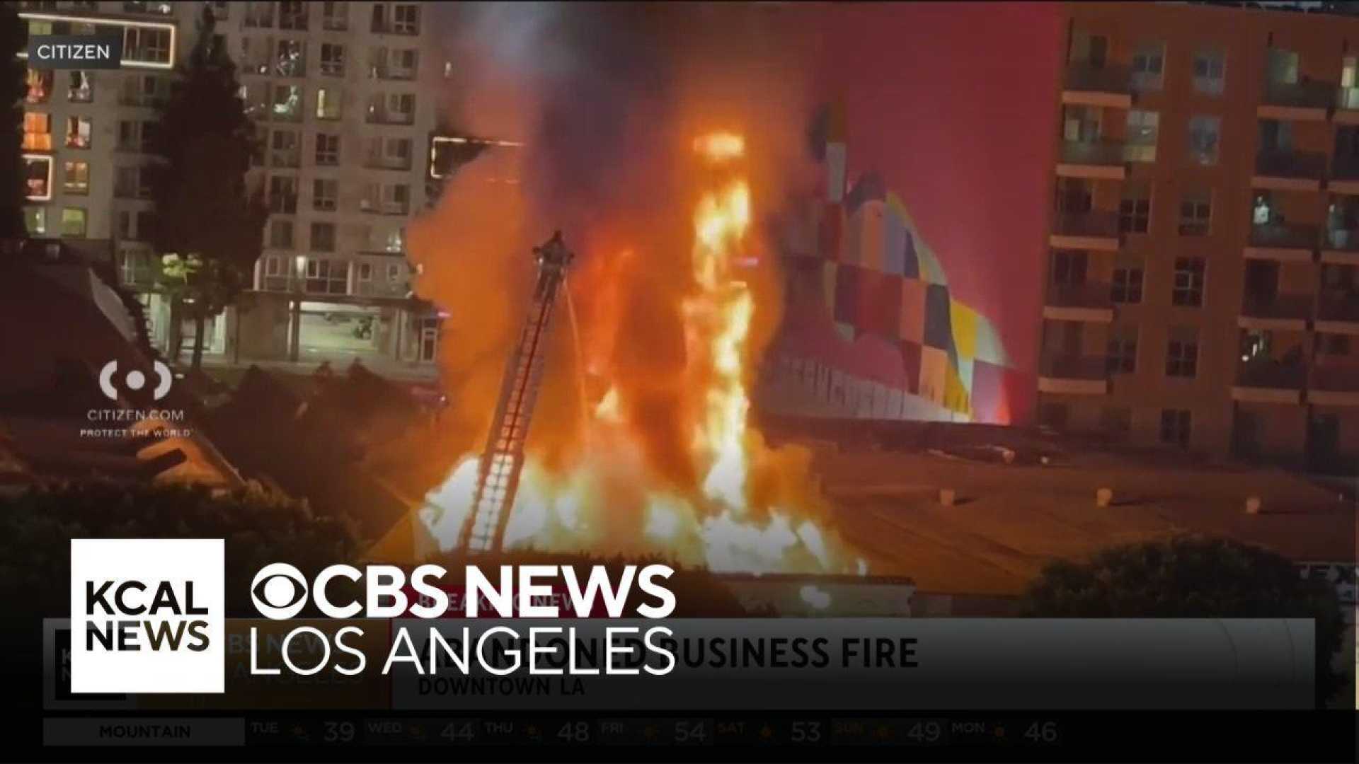 Los Angeles Commercial Building Fire Hope And Pico Streets