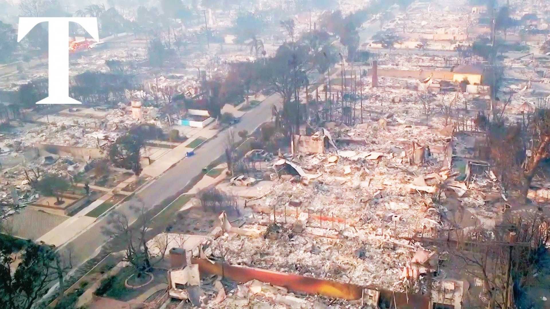 Los Angeles Wildfire Destruction Aerial View