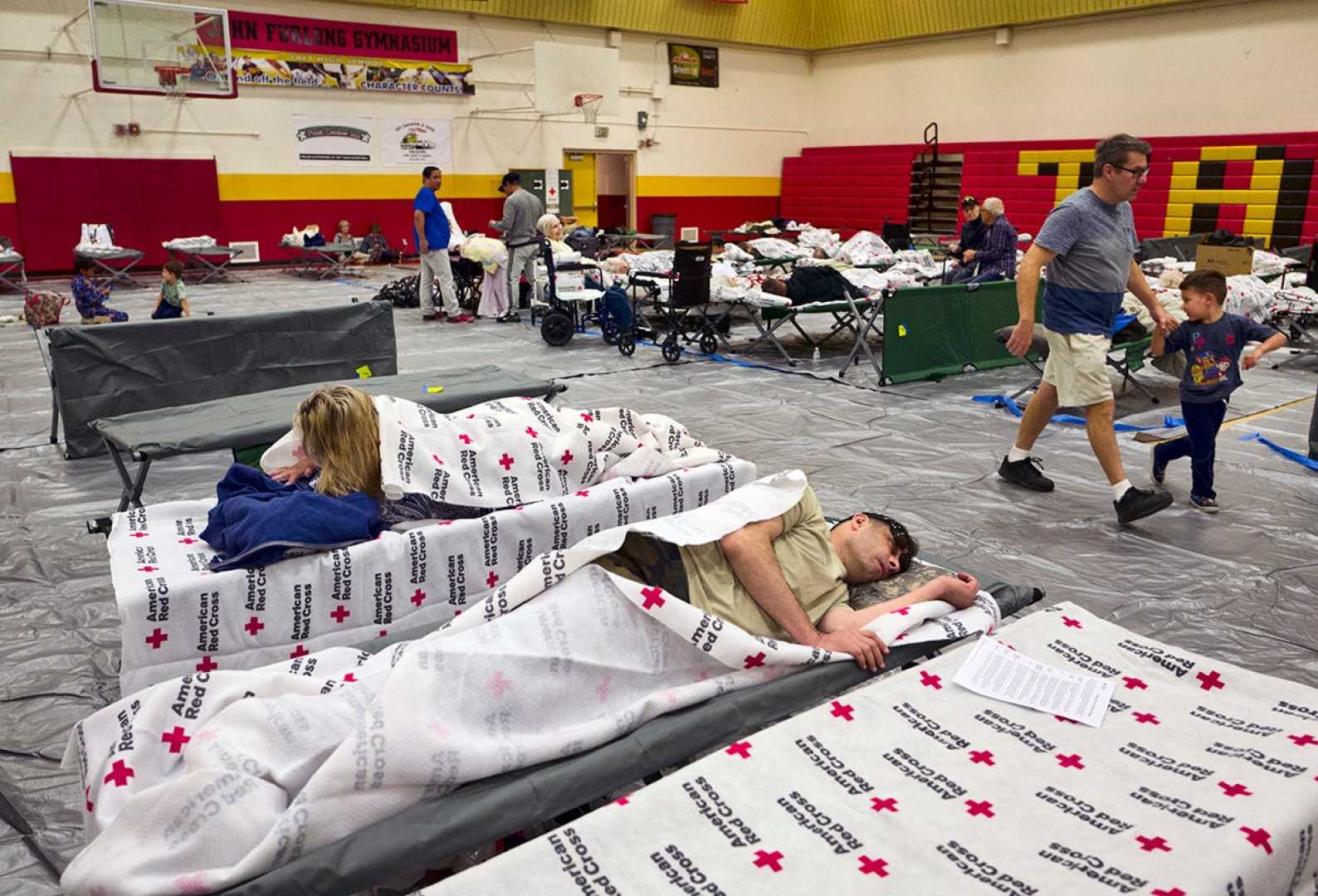 Los Angeles Wildfire Evacuees At Red Cross Shelter