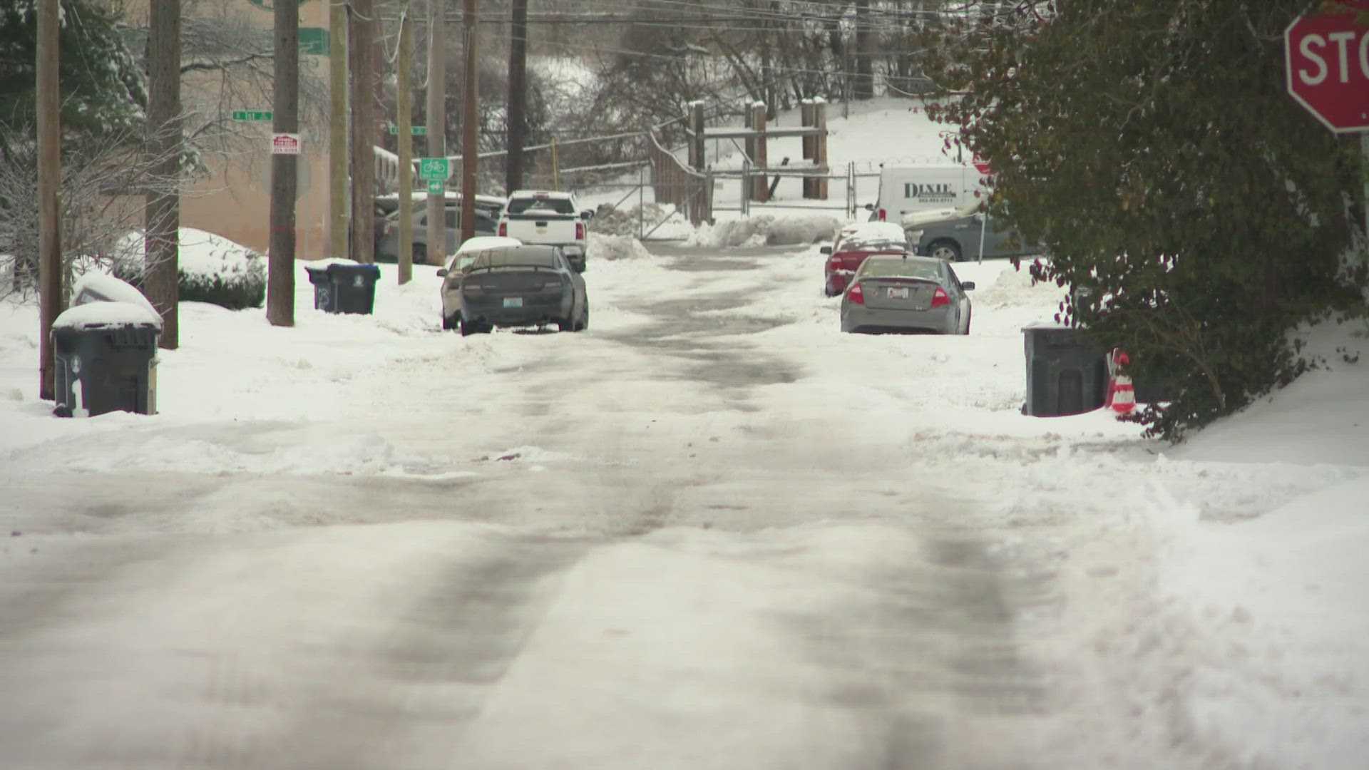 Louisville School Bus Snowy Road Winter Weather