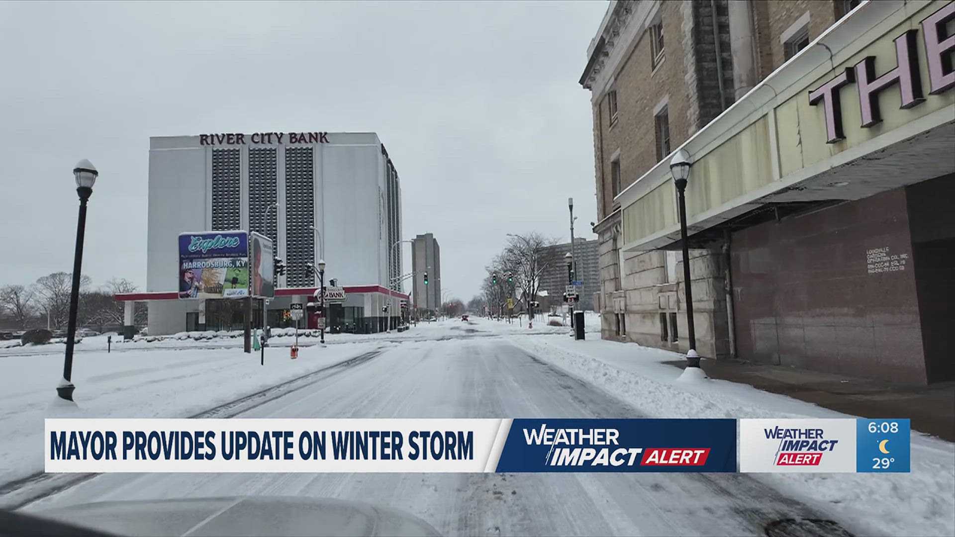 Louisville Winter Storm Snow Covered Streets 2025