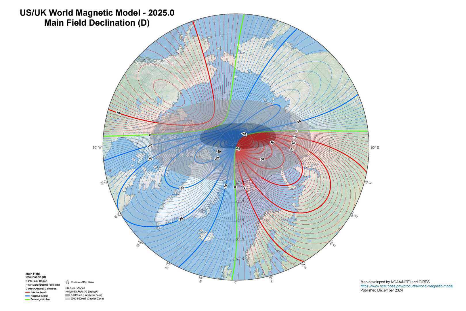 Magnetic North Pole Drift Map 2025