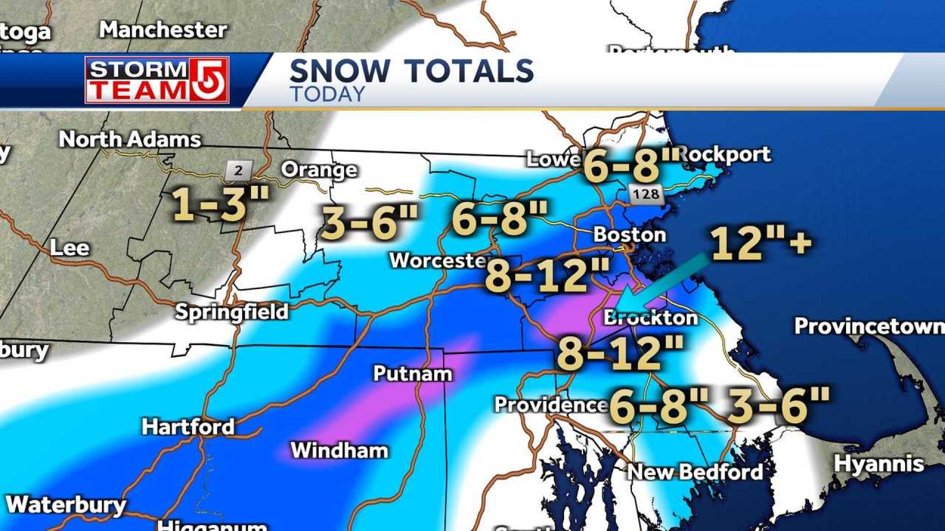 Massachusetts Winter Storm Snowfall Totals