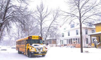 Michigan School Bus Snowy Road Winter Conditions