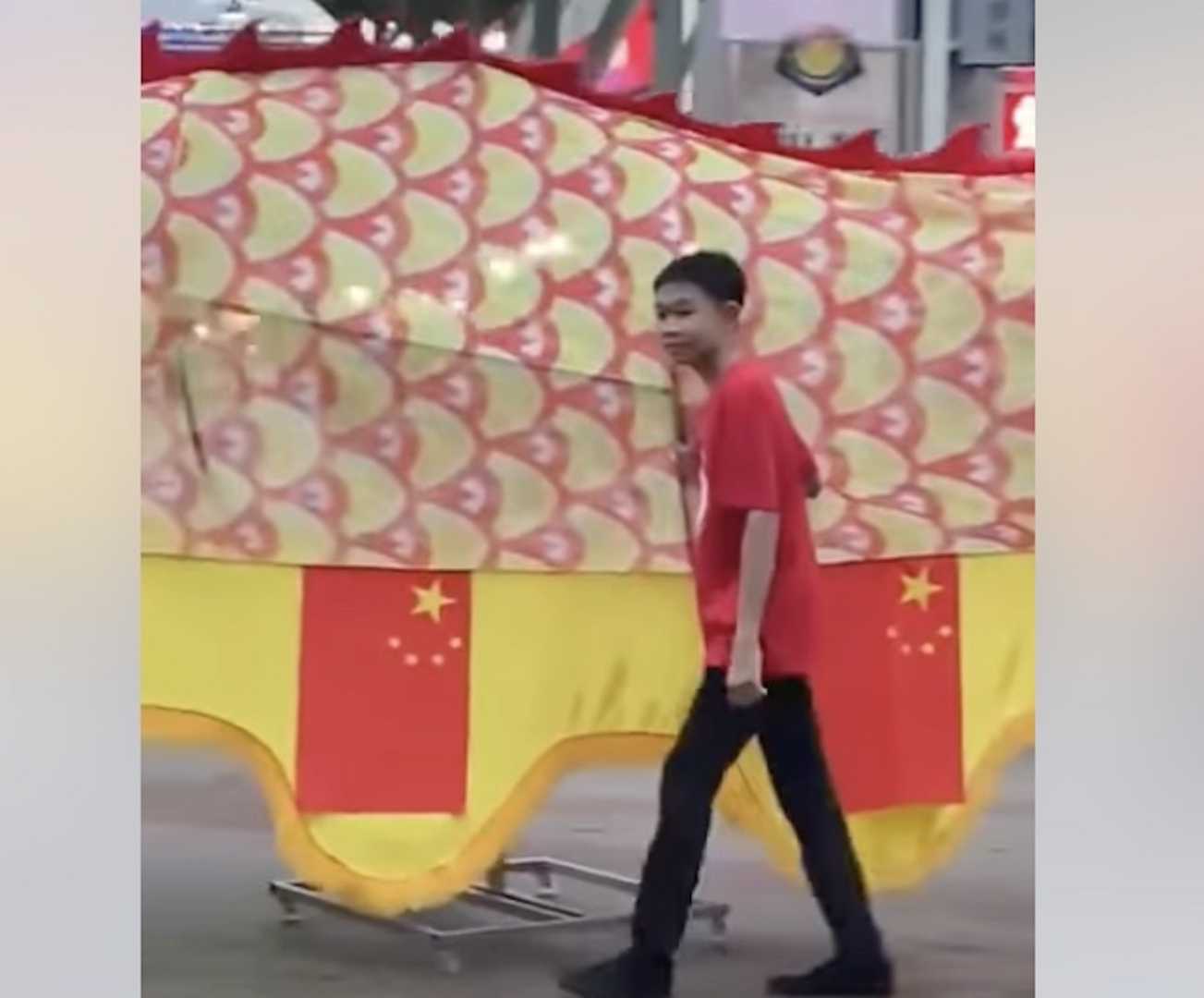 Muar Malaysia Dragon Puppet Chinese Malaysian Flags