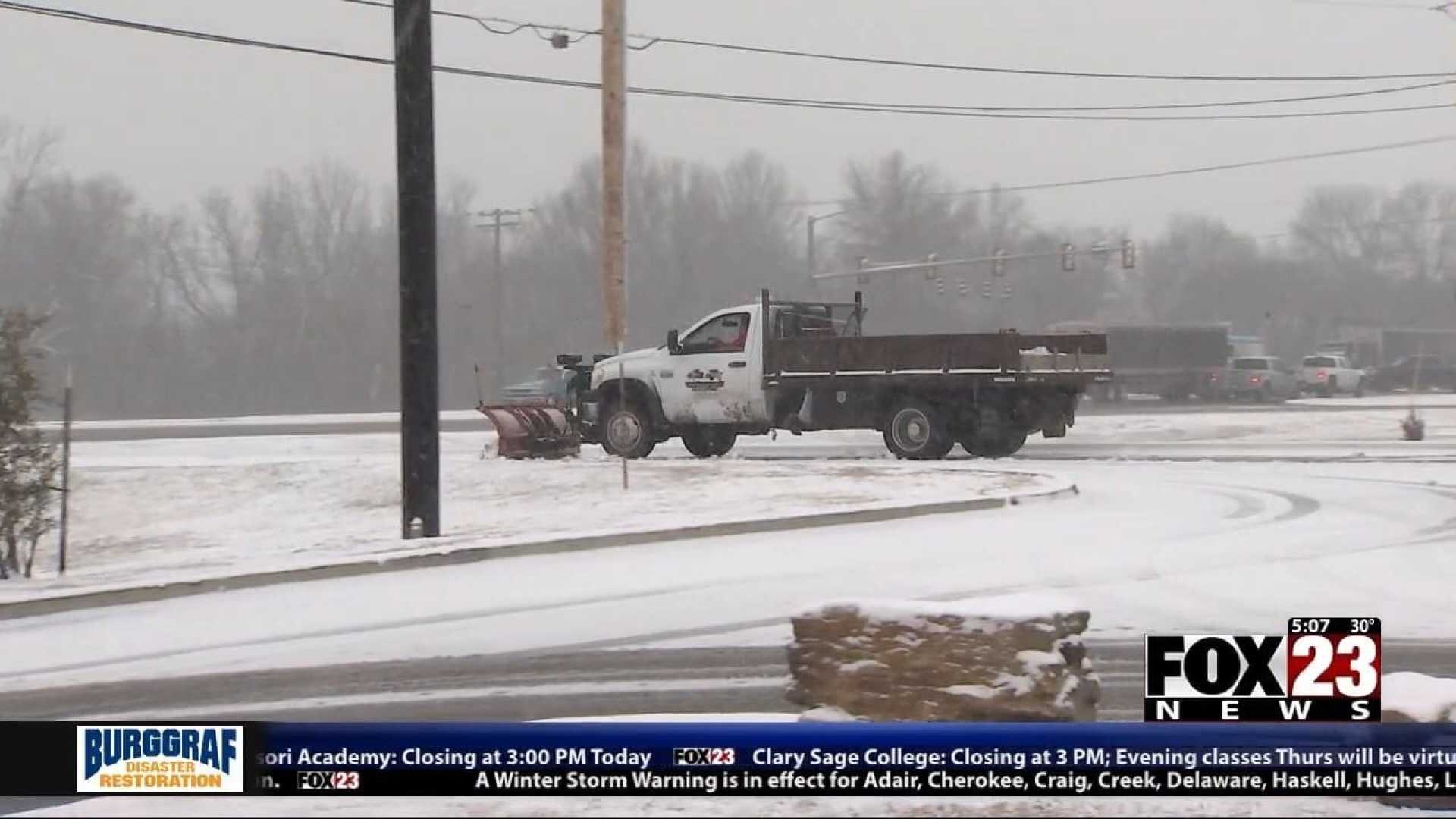 Muskogee Winter Storm Snow Covered Roads