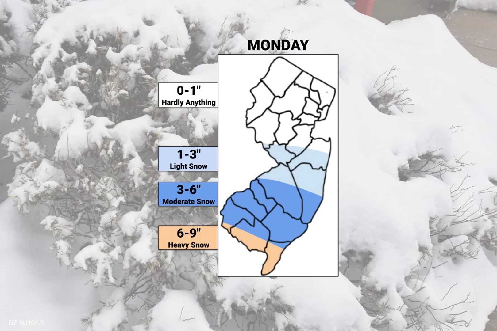 New Jersey Winter Storm Snow Accumulation Map