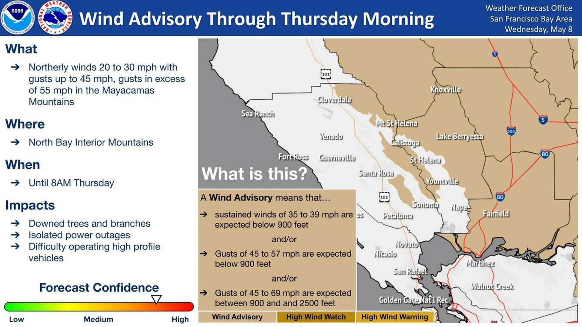 Northern California Wind Advisory Weather Map