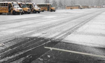 Northern Virginia Snow Covered School Parking Lot