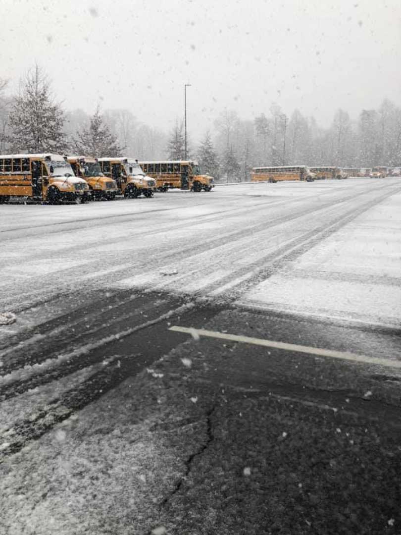 Northern Virginia Snow Covered School Parking Lot