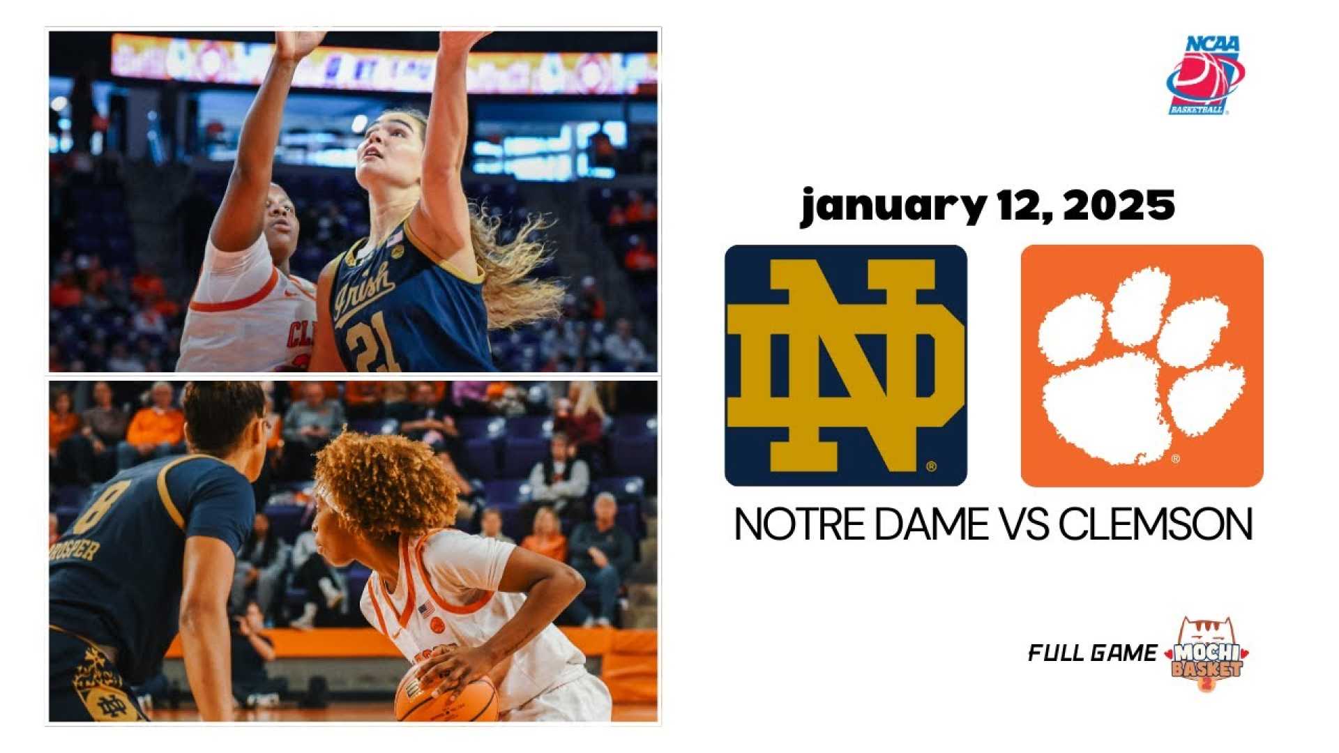 Notre Dame Women's Basketball Vs Clemson 2025