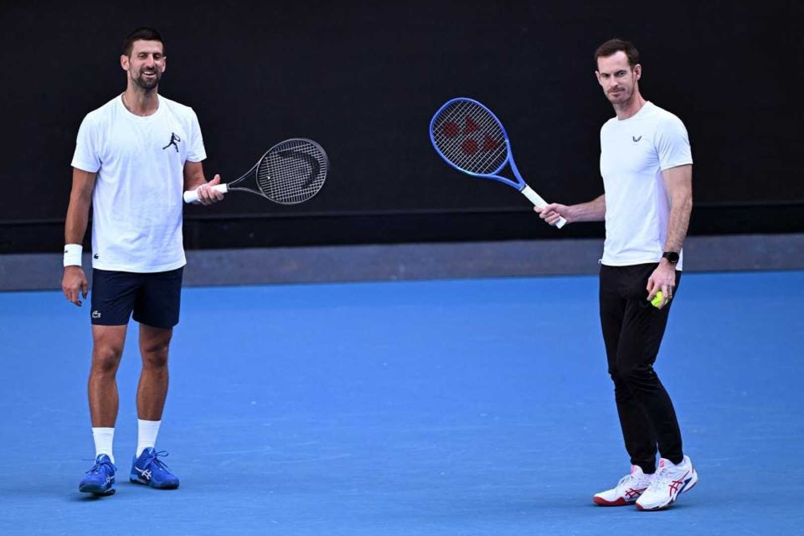 Novak Djokovic Andy Murray Australian Open Practice