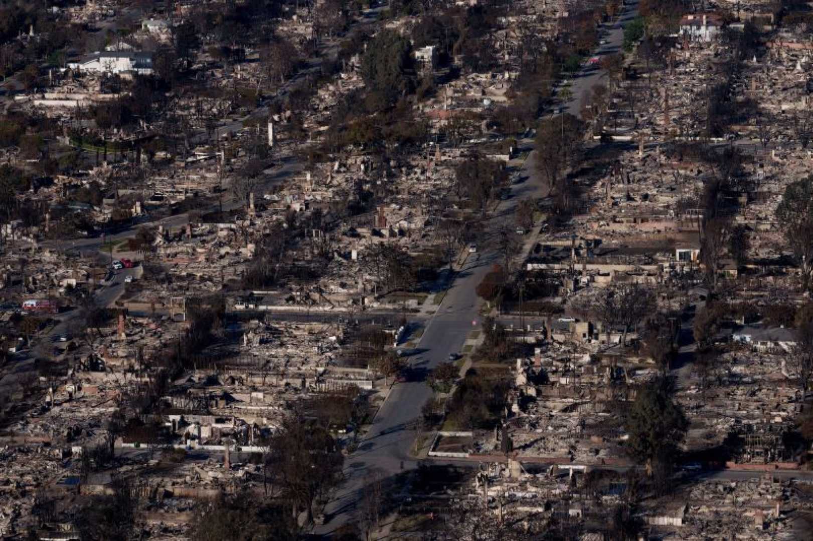 Palisades Eaton Fires Containment Progress Aerial View