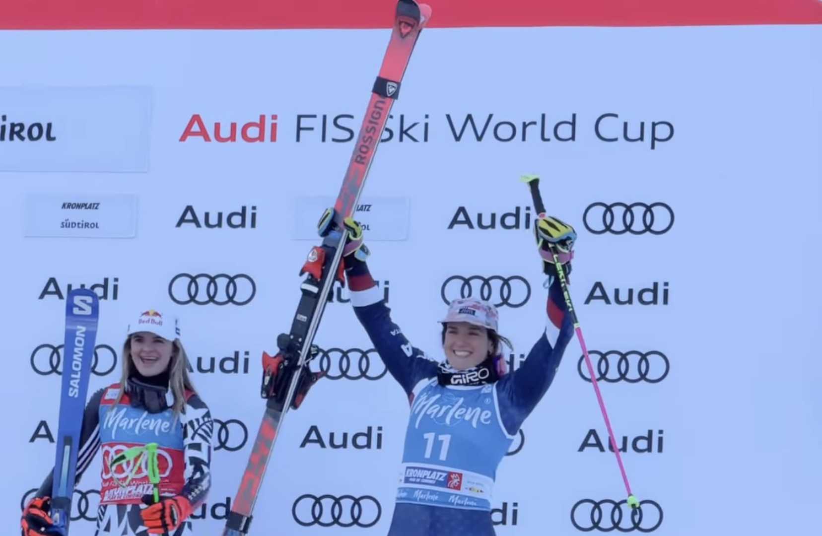 Paula Moltzan Kronplatz Giant Slalom Podium