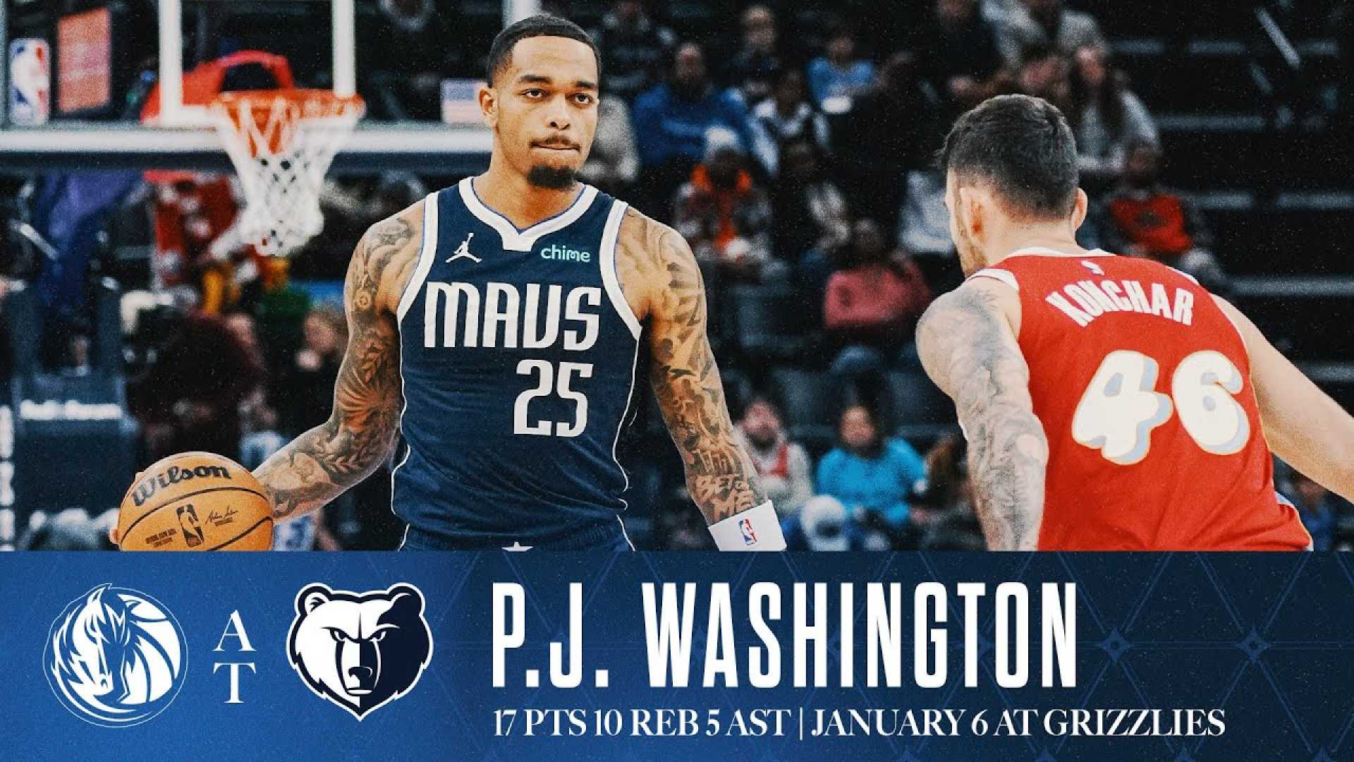 P.j. Washington Mavericks Grizzlies Game January 6 2025