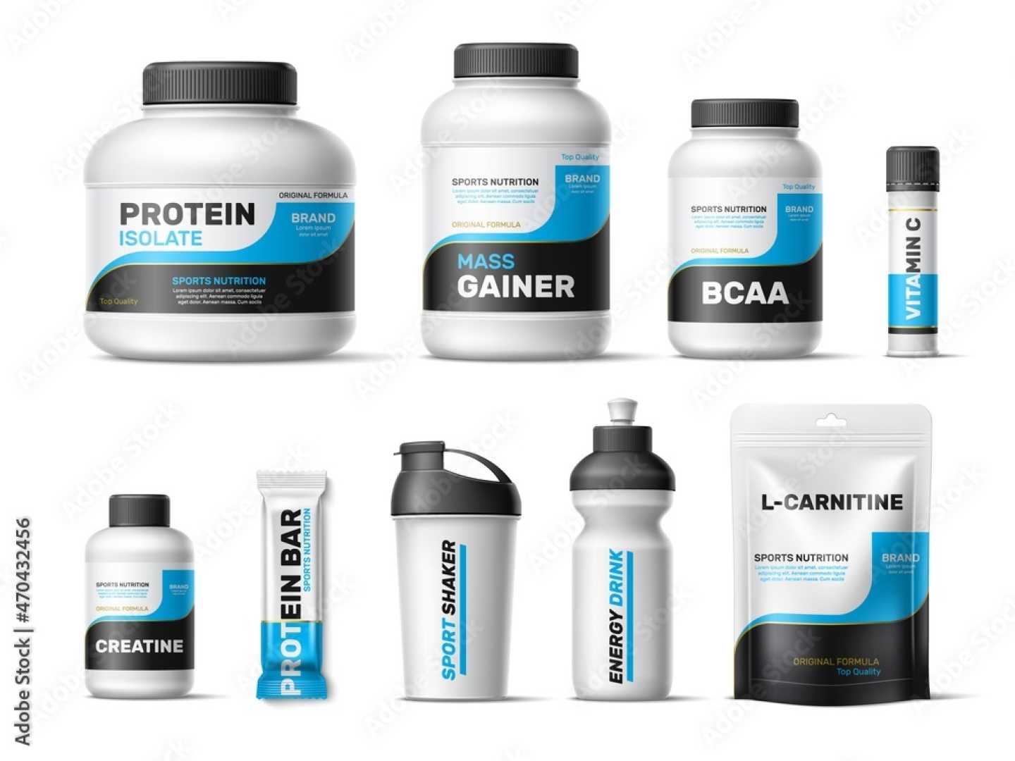 Protein Powder Containers With Nutrition Labels