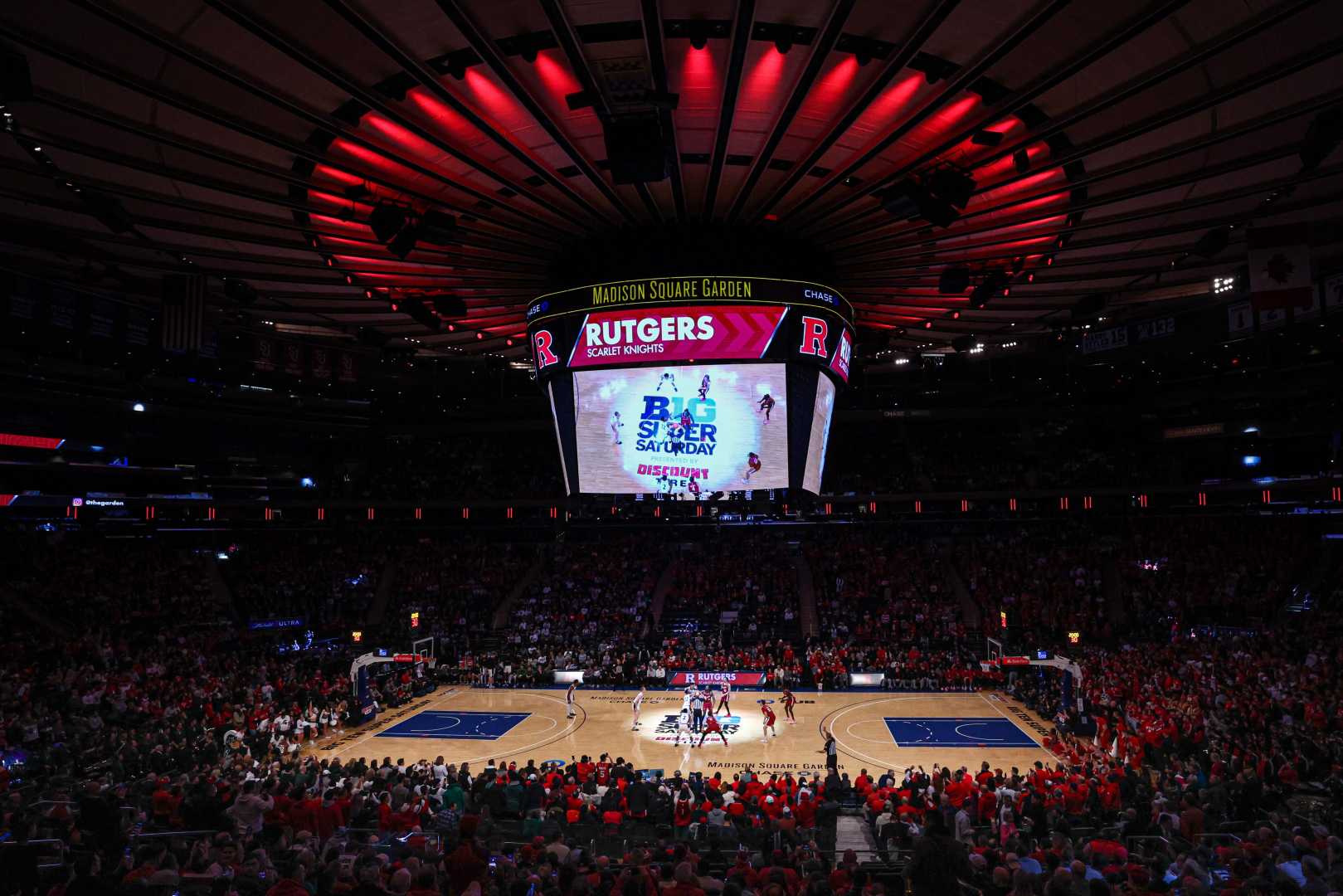 Rutgers Scarlet Knights Basketball Game At Madison Square Garden